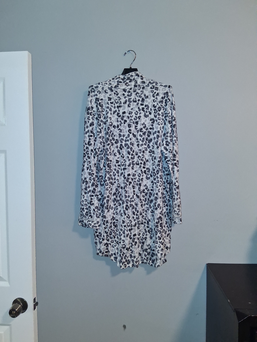 stars above White and Gray Leopard Print Long Sleeve Dress